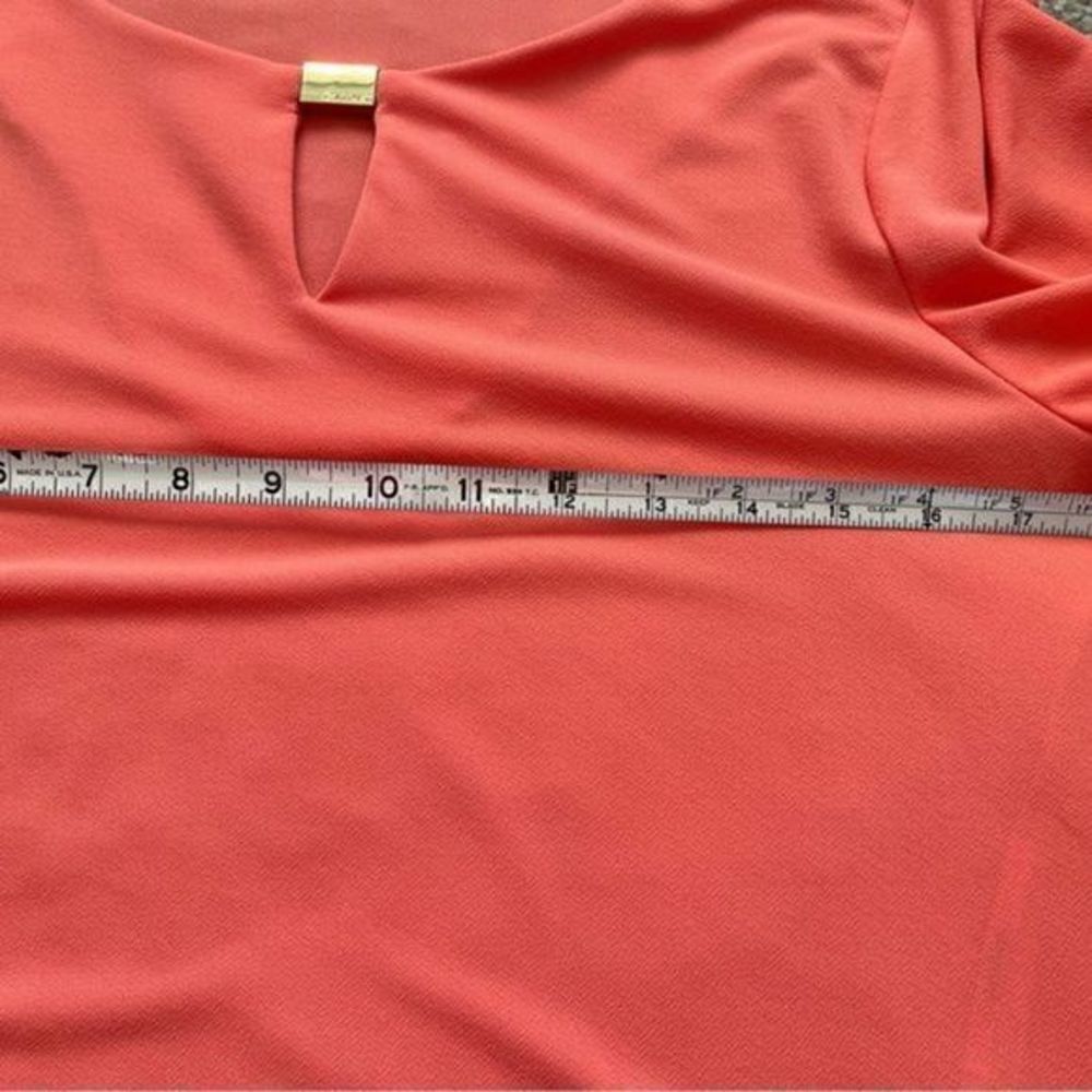 Calvin Klein tunic/blouse coral flared ruched ruffled long sleeve M - Picture 12 of 12